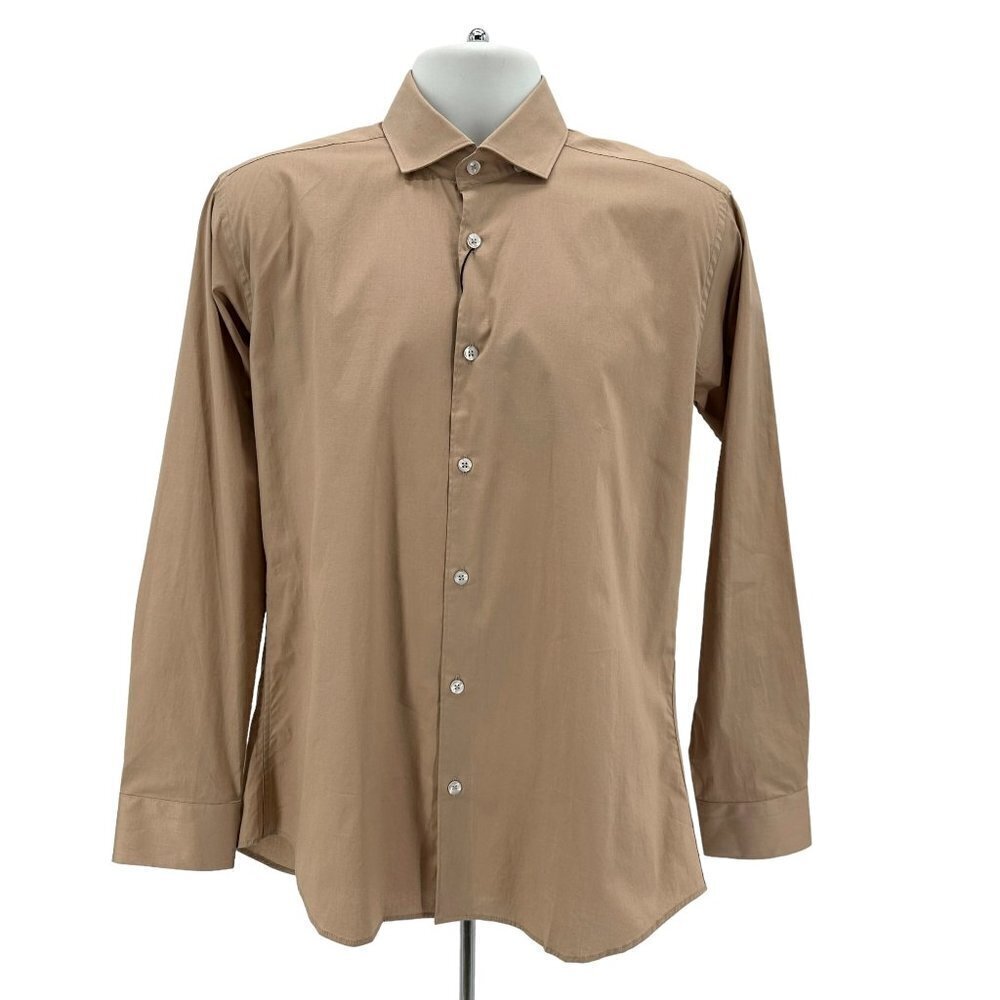 NWT Jeff Clothing The Heights Brindle Tan Long Sleeve Button Shirt Mens Medium